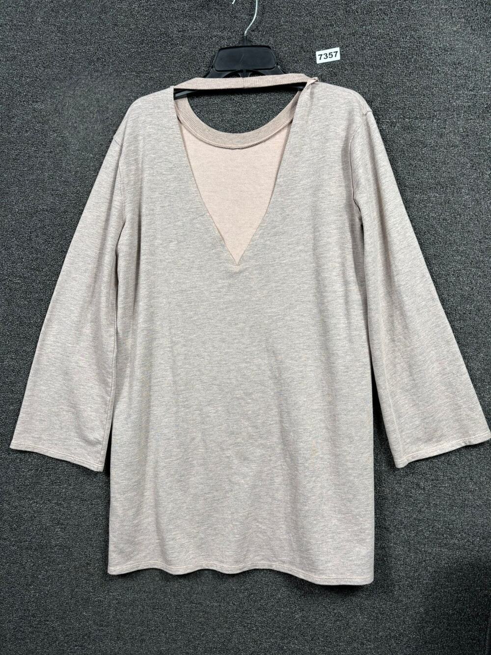 PST by Project Social Knit Sweater Womens XS Pink 3/4 Sleeve V-Neck Oversized